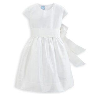Bella Bliss | Taffeta Party Dress - White w/ White Sash | Size 2